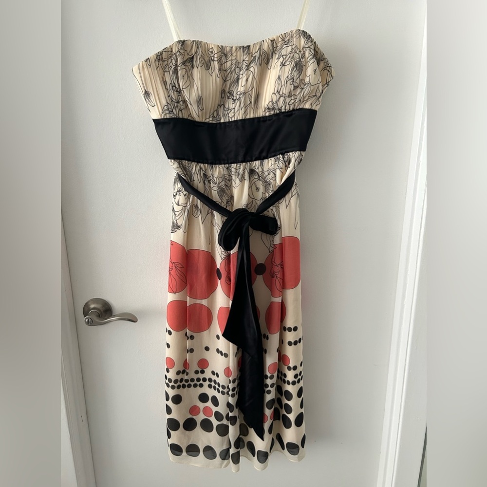 Max & Cleo strapless 100% silk midi strapless dress